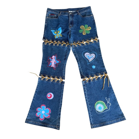 Forever 4 U Denim - Vintage Boho Vibe Flare Bottom Jeans Size 13 See Measurements